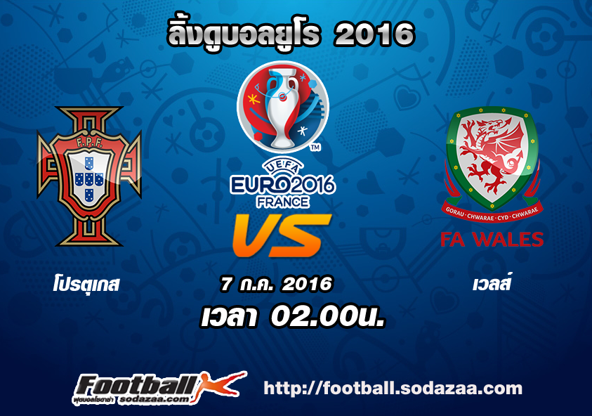 ลิ้งดูบอล ยูโร 2016 โปรตุเกส Vs เวลส์ เวลา 02.00น. คืนวันพุธ ที่ 6 กรกฎาคม 2559